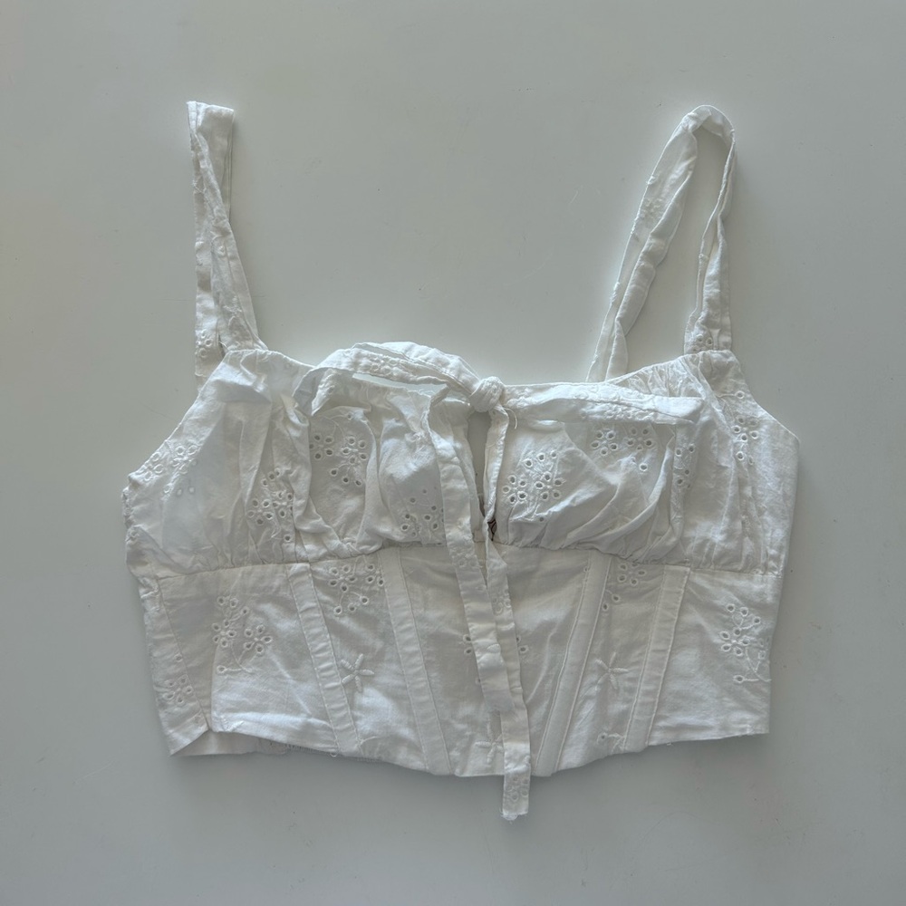 White Embroidered Corset Top